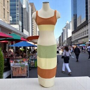 Priceless Knit Cutout‎ Bodycon Maxi Dress Striped Boho Summer Festival Style